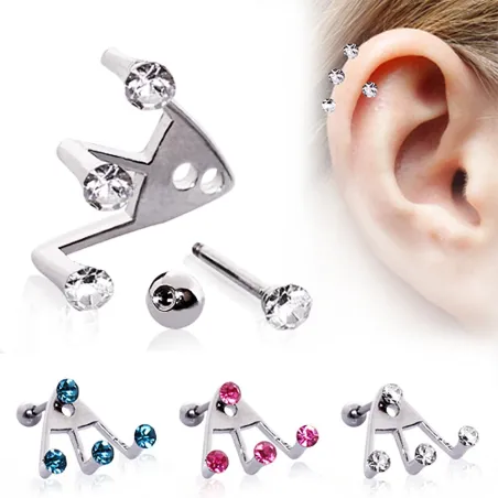 Piercing cartilage trident strass