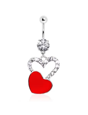 Piercing nombril coeur rouge