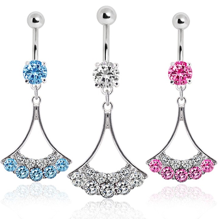 Piercing nombril éventail strass