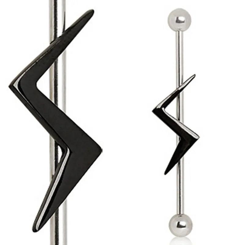 Piercing industriel éclair noir