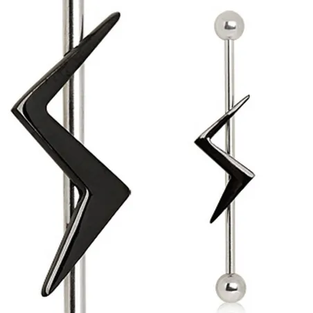 Piercing industriel éclair noir