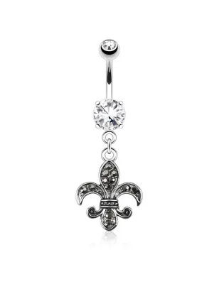 Piercing nombril fleur de lys noir