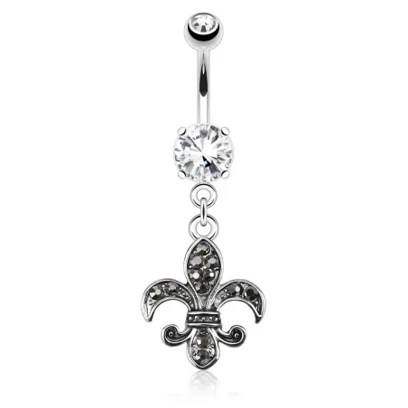 Piercing nombril fleur de lys noir