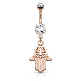Piercing nombril main de fatma or rosé 