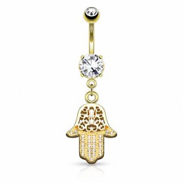 Piercing nombril main de fatma plaqué or