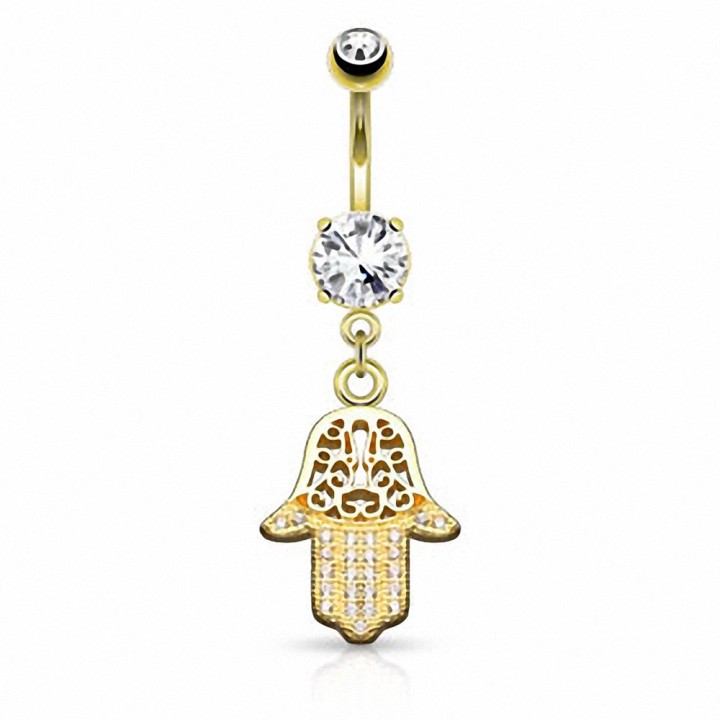Piercing nombril main de fatma plaqué or