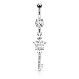 Piercing nombril clef couronne