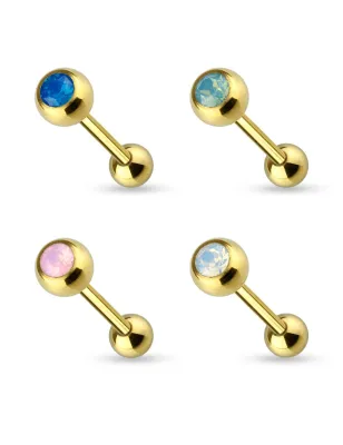 Piercing langue doré opale