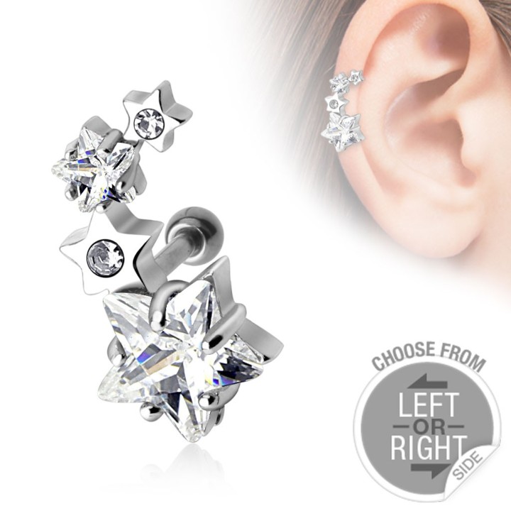 Piercing oreille droite quatre étoiles