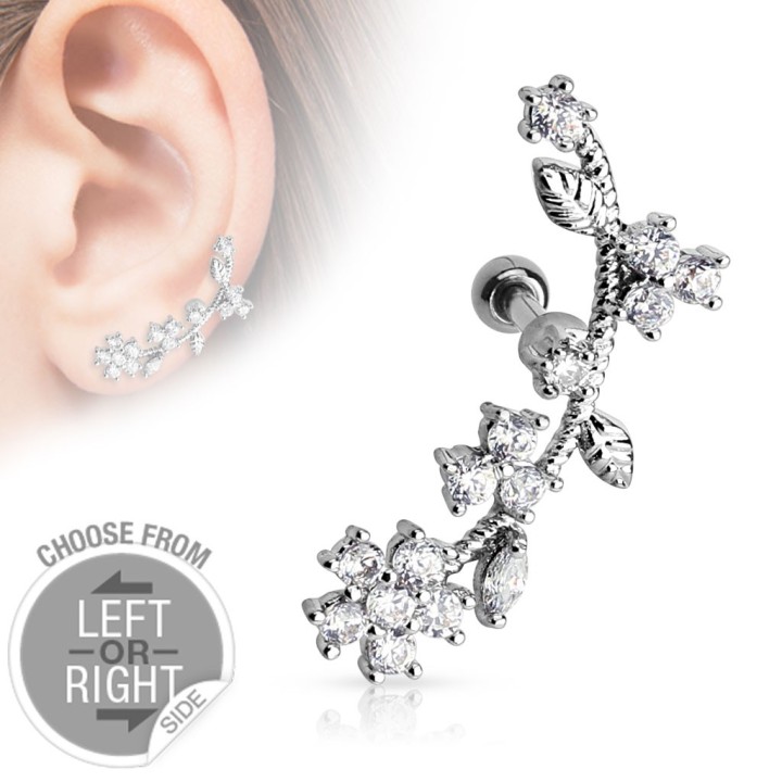 Piercing cartilage fleurs de vigne oreille gauche