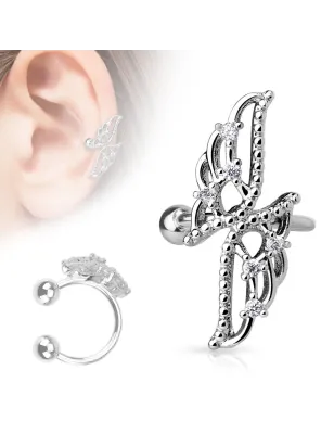 Faux piercing oreille ailes croisées