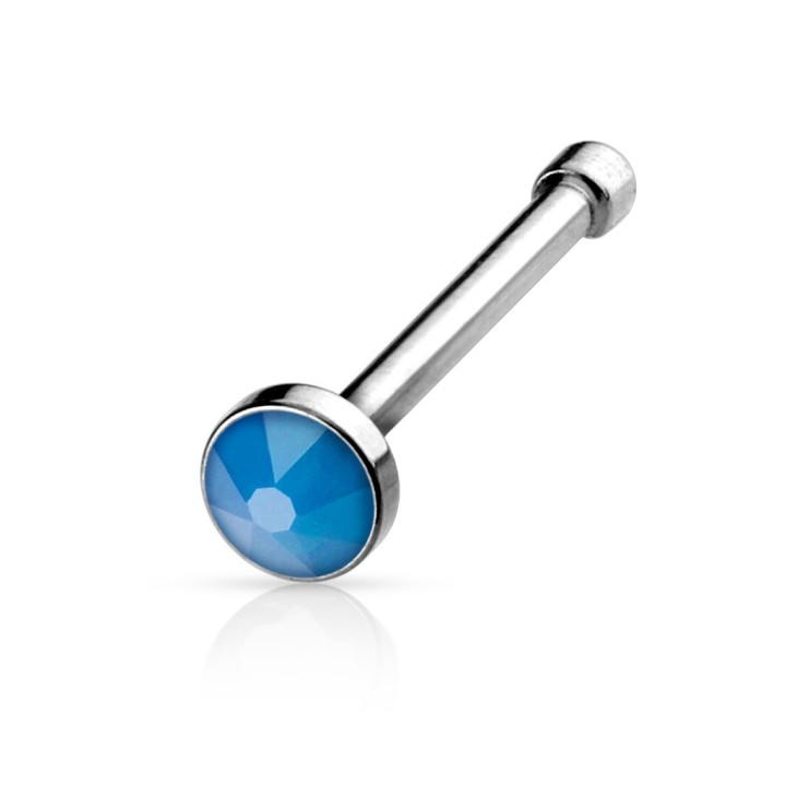 Piercing nez tige droite opale bleue