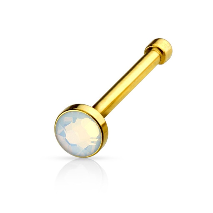 Piercing nez doré opale blanche