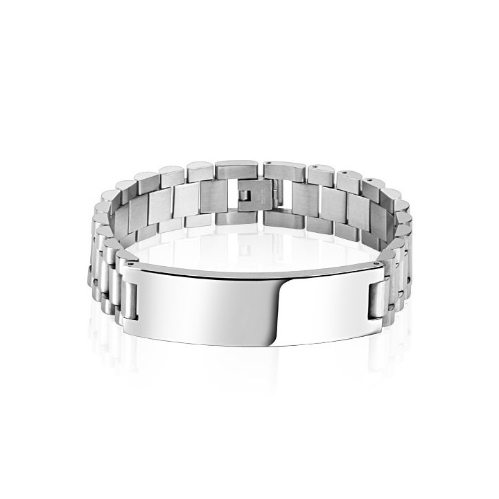 Bracelet homme acier plaque