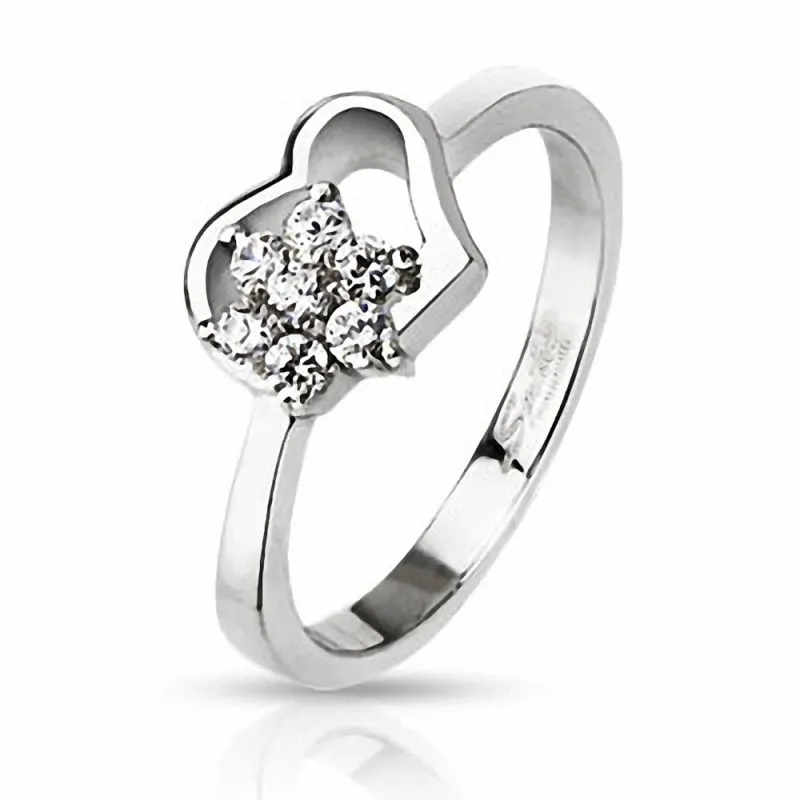 Bague femme coeur fleur
