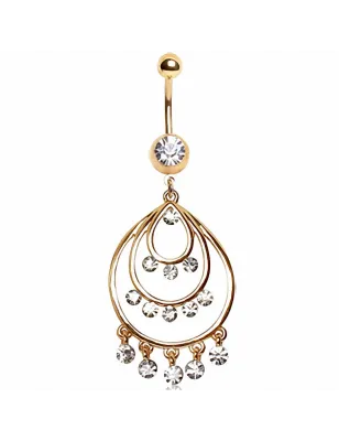 Piercing nombril plaqué or chandelier