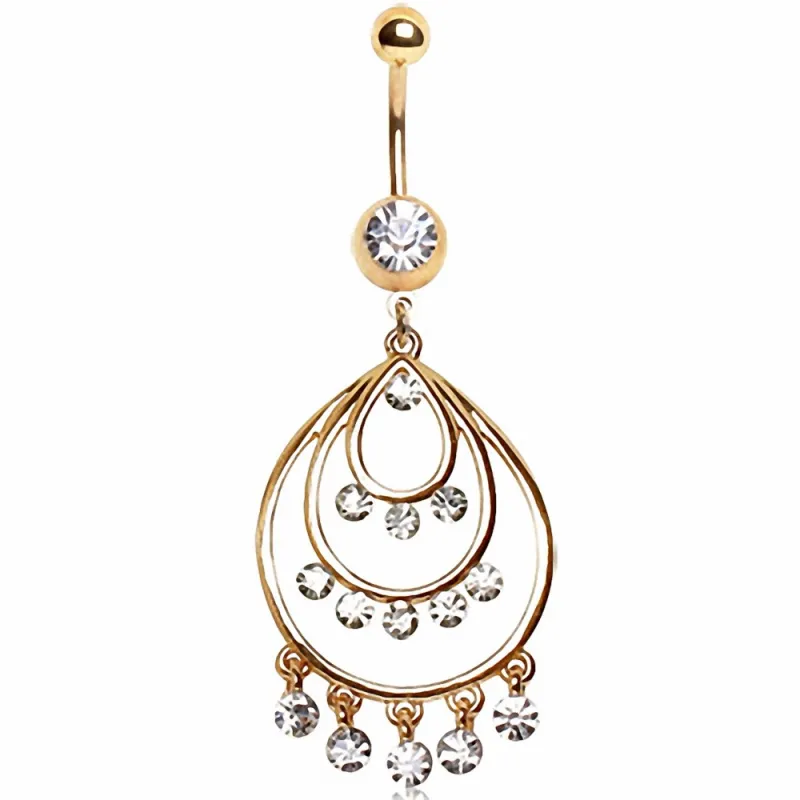 Piercing nombril plaqué or chandelier