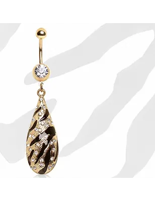 Piercing nombril plaqué or goutte zèbre
