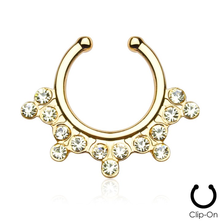 Faux piercing septum flocon de neige doré