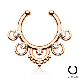 Faux piercing septum cinq gemmes rosé