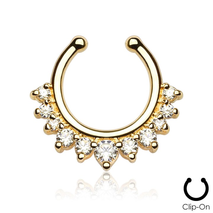 Faux piercing septum onze gemmes doré