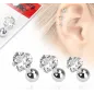 Lot de 3 piercing cartilage gemme coeur