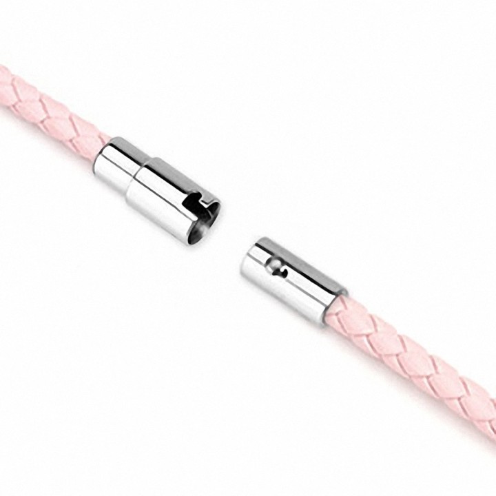 Collier en cuir rose