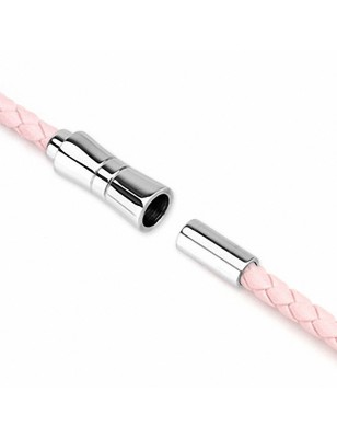 Chaine de cou en cuir rose