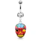 Piercing nombril sugar skull crâne rose