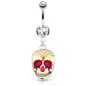 Piercing nombril sugar skull jaune