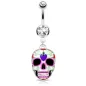 Piercing nombril sugar skull crâne violet