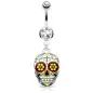 Piercing nombril sugar skull vert
