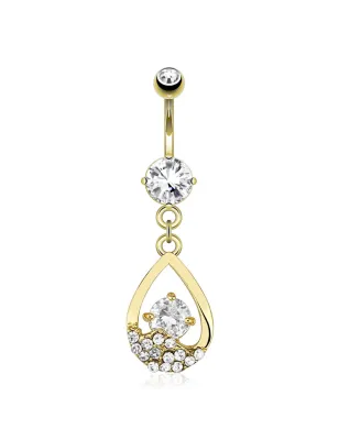 Piercing nombril plaqué or larme strass