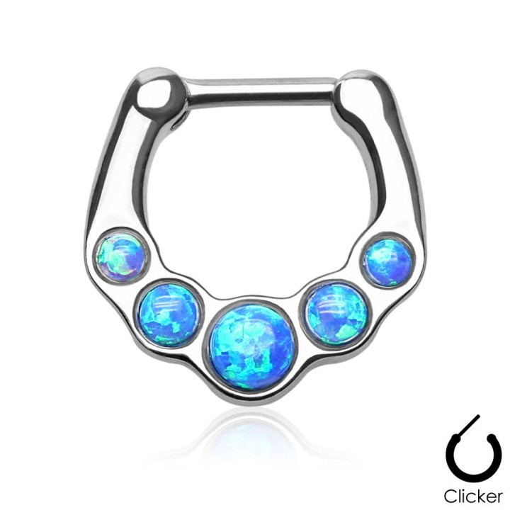 Piercing septum cinq opale bleu