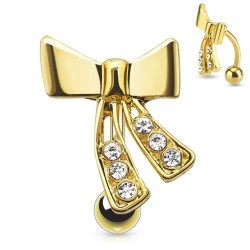 Piercing Nombril En Forme De Banane Plaqué Or - Neuf Avec étiquettes, Bijou Corps