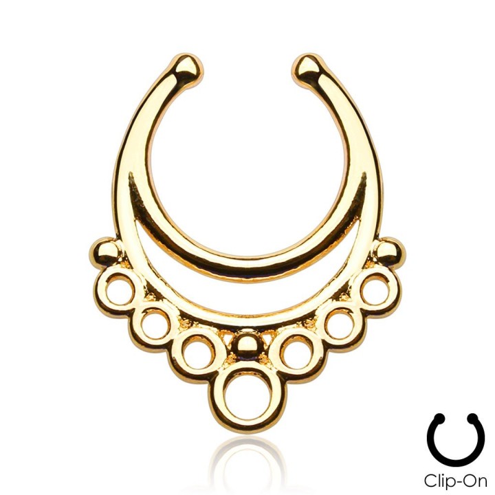 Faux piercing septum aztèque doré