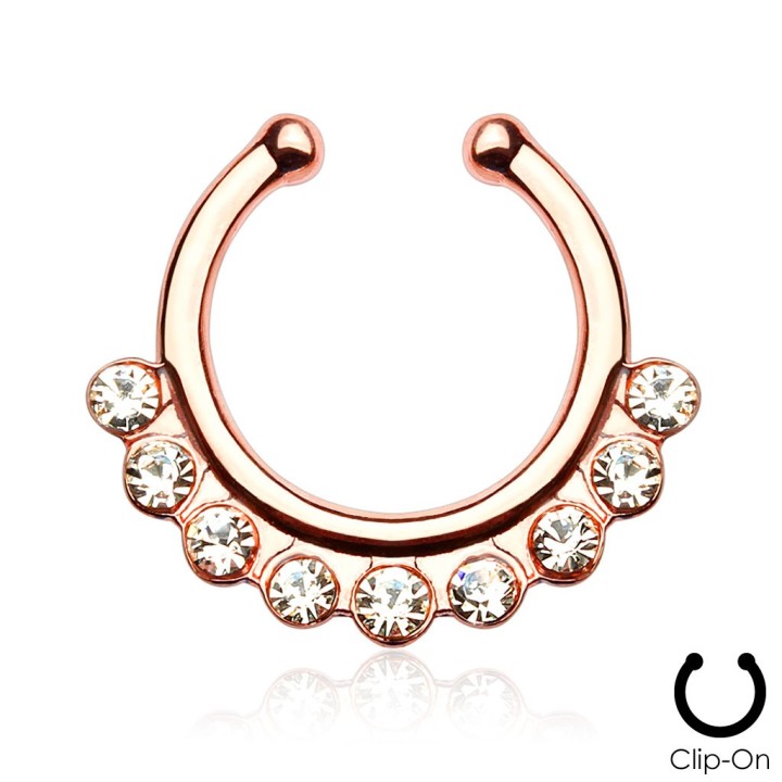 Faux piercing septum 9 strass rosé
