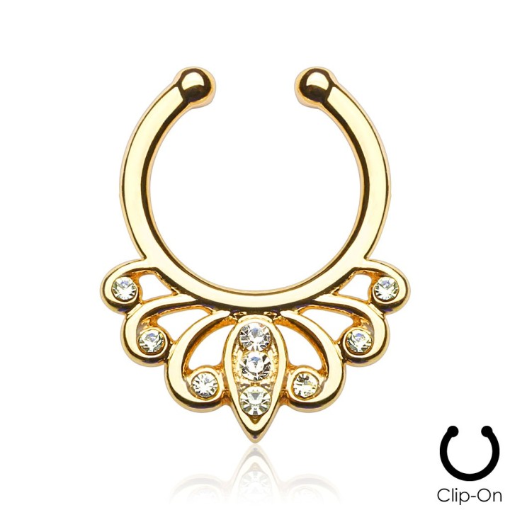 Faux piercing septum filigrane doré