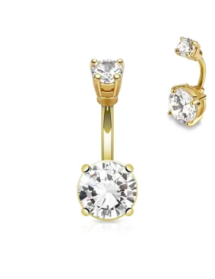 Piercing nombril plaqué or large pierre