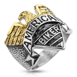 Bague homme biker aigle acier