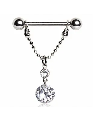 Piercing téton deux gemmes clairs