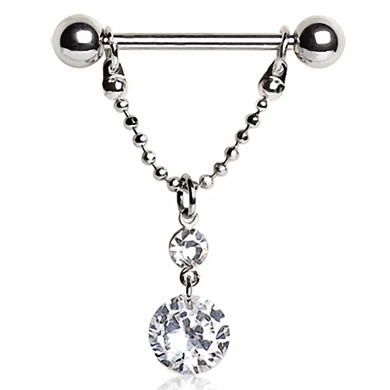 Piercing téton deux gemmes clairs