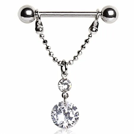 Piercing téton deux gemmes clairs