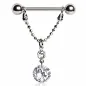Piercing téton deux gemmes clairs