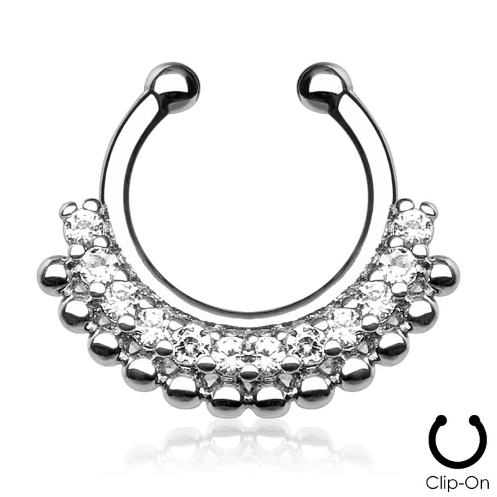 Faux piercing septum gemmes clairs