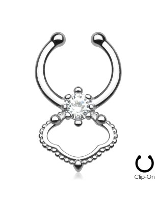 Faux piercing septum gemme solitaire clair
