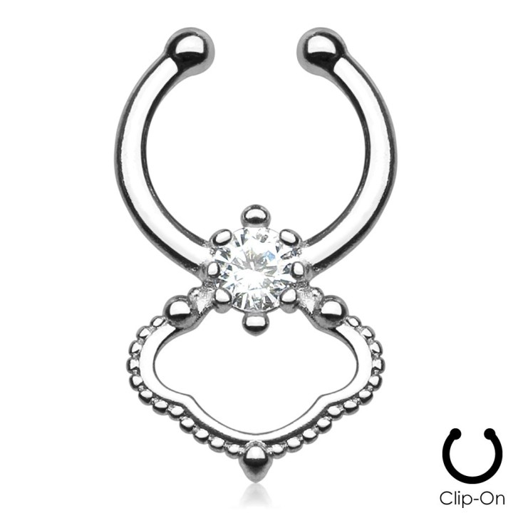 Faux piercing septum gemme solitaire clair
