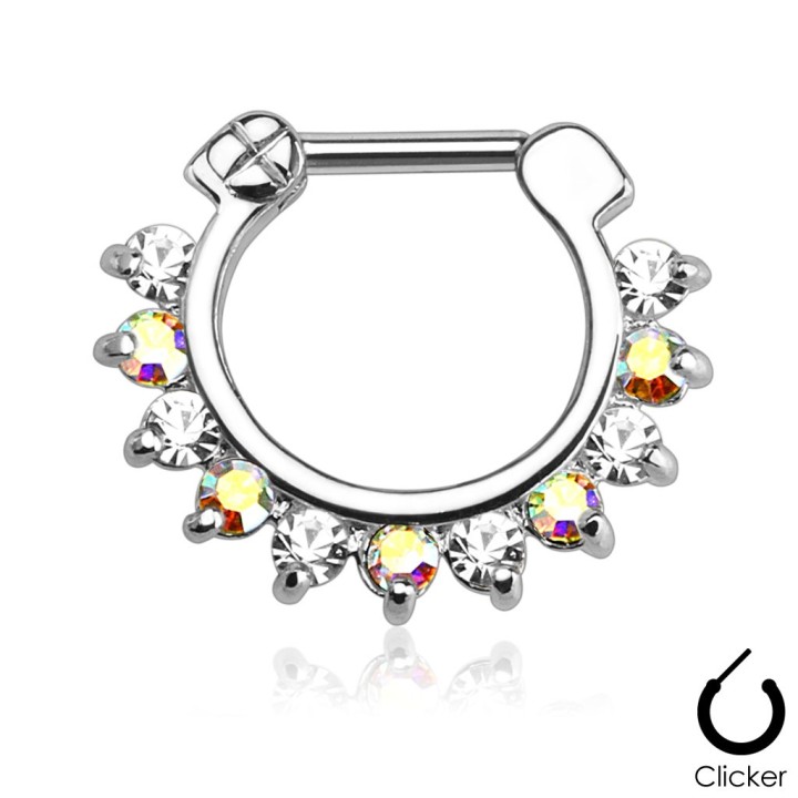 Piercing septum pierres zircon bicolores aurore boréale