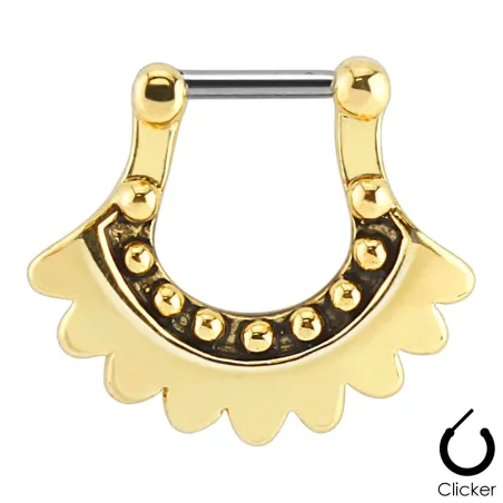 Piercing septum doré tribal