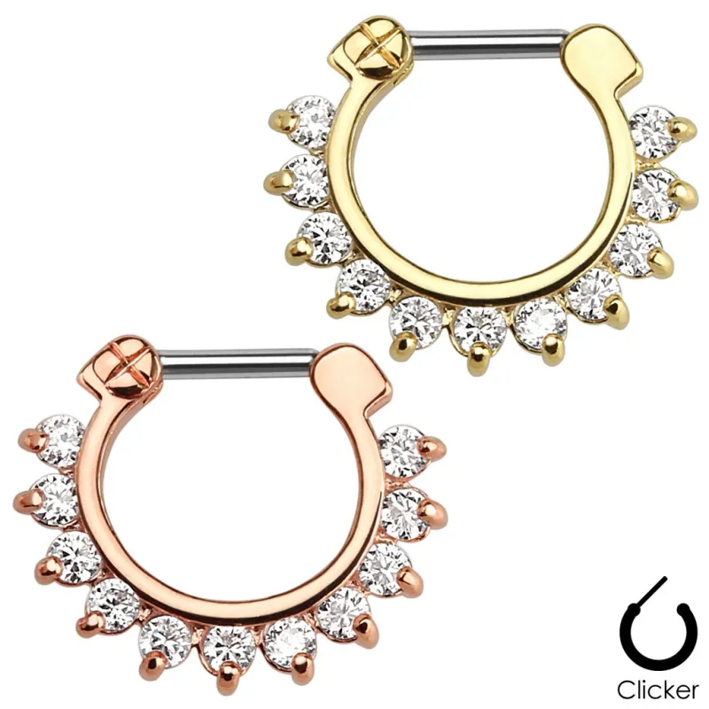 Piercing septum doré pierres zircon